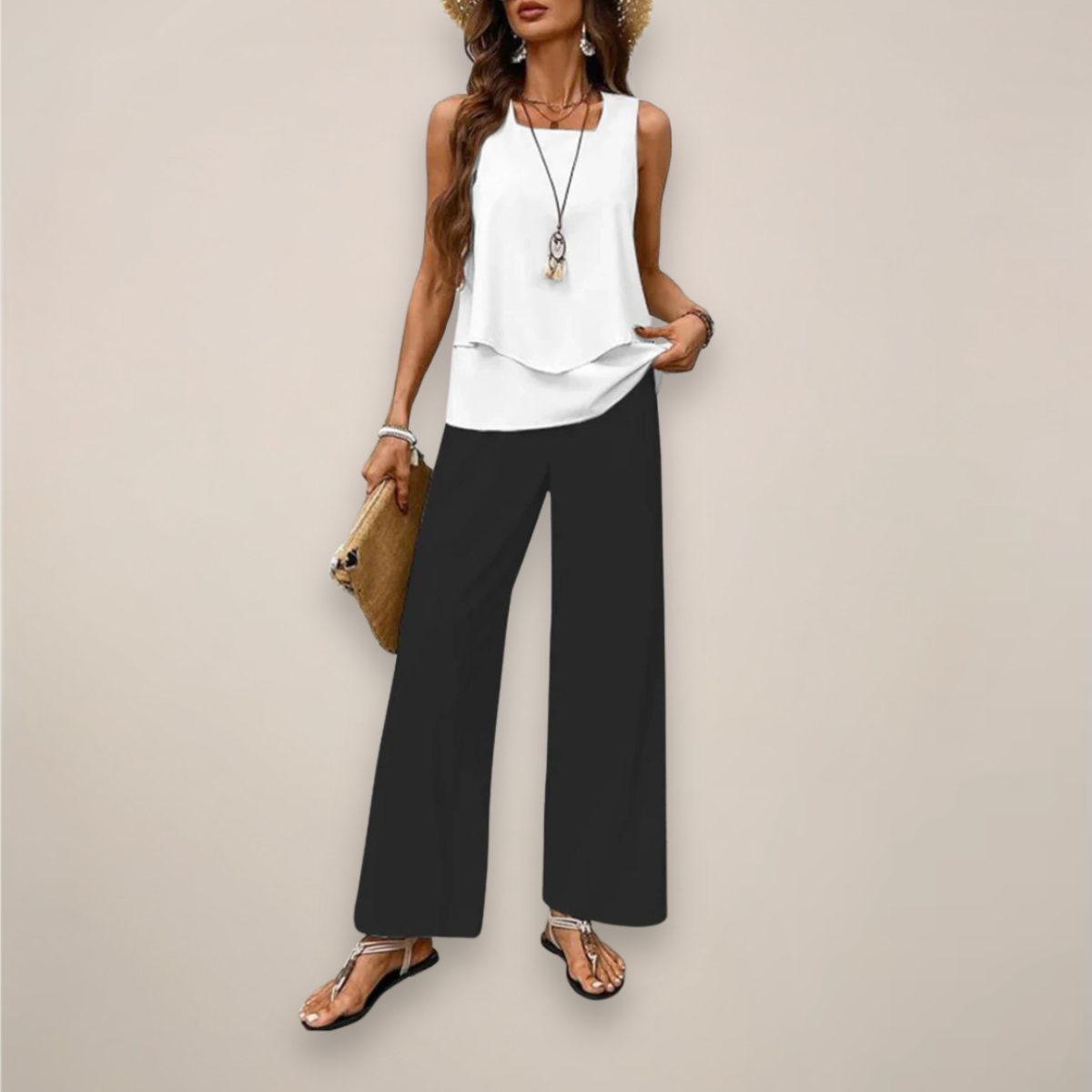 Ava | Women Spring wzorzysty Wide-Leg set
