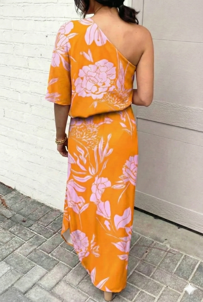 Women's Wedding Guest Dress One Sleeve Floral | Evening