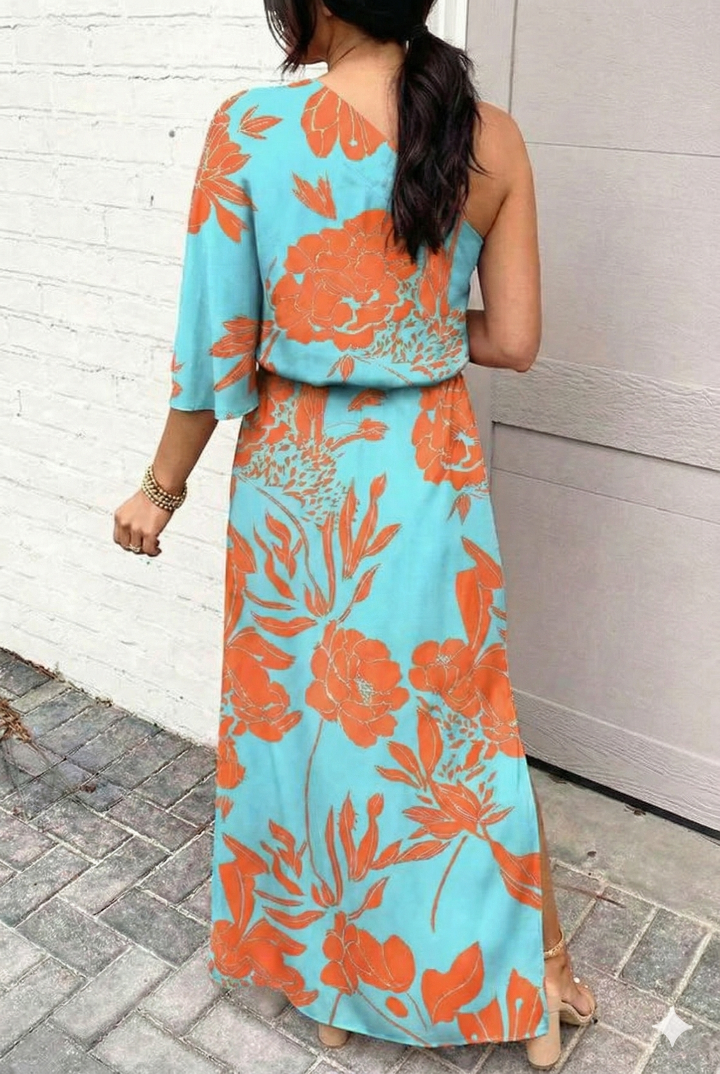 Women's Wedding Guest Dress One Sleeve Floral | Evening