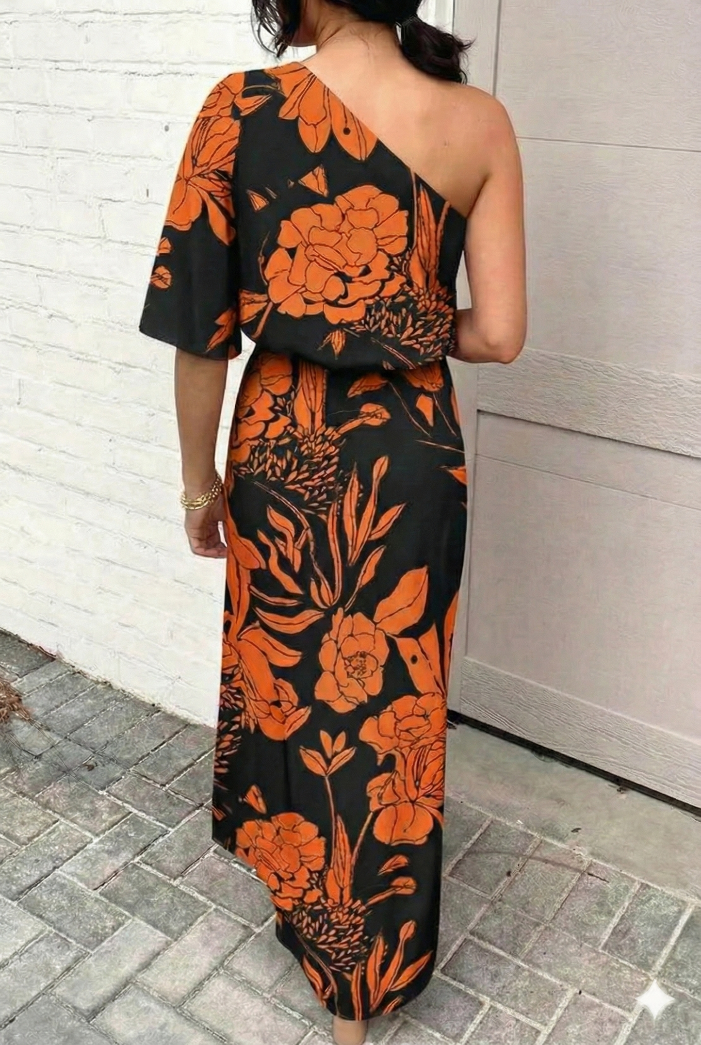 Women's Wedding Guest Dress One Sleeve Floral | Evening