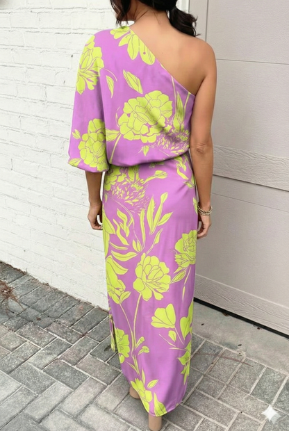 Women's Wedding Guest Dress One Sleeve Floral | Evening