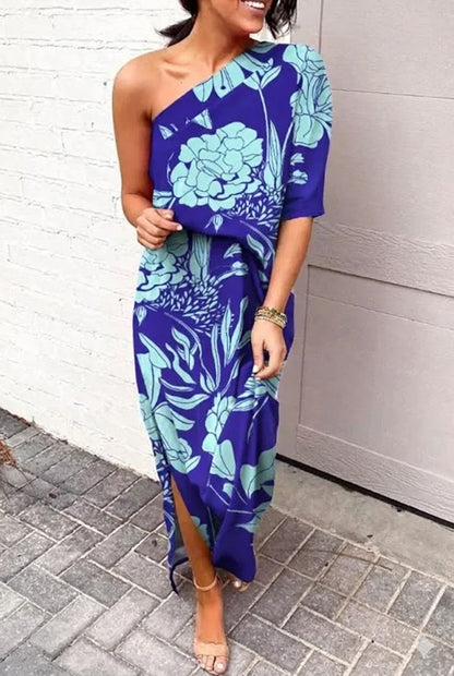 Women's Wedding Guest Dress One Sleeve Floral | Evening