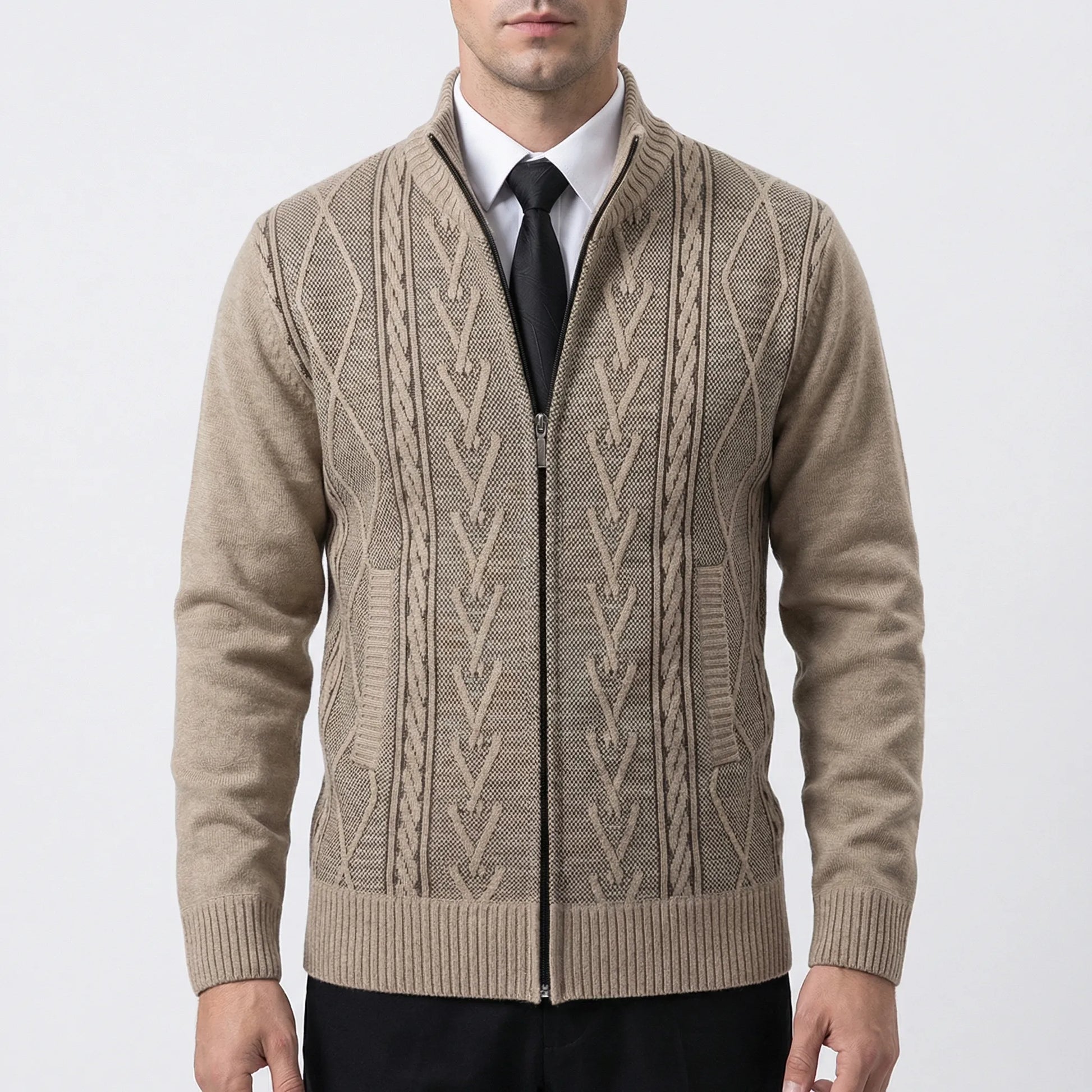 Wyndmore - Zip-Up Knitted Cardigan Coat For Men  Casual Everyday Layering