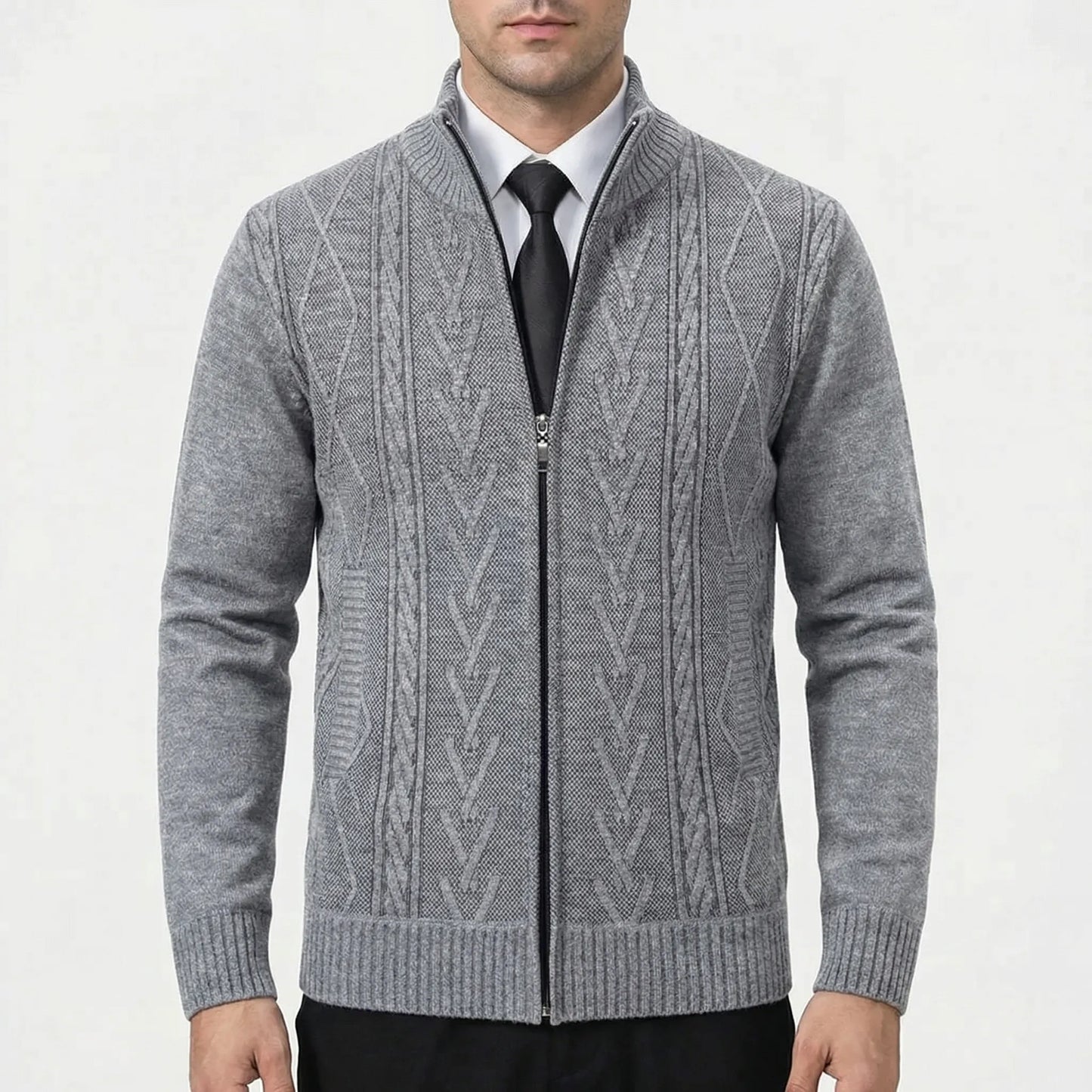 Wyndmore - Zip-Up Knitted Cardigan Coat For Men  Casual Everyday Layering