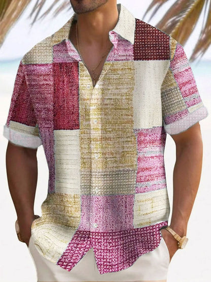 Marek | Kerge Patchwork Lühikeste Varrukatega Meeste Särk