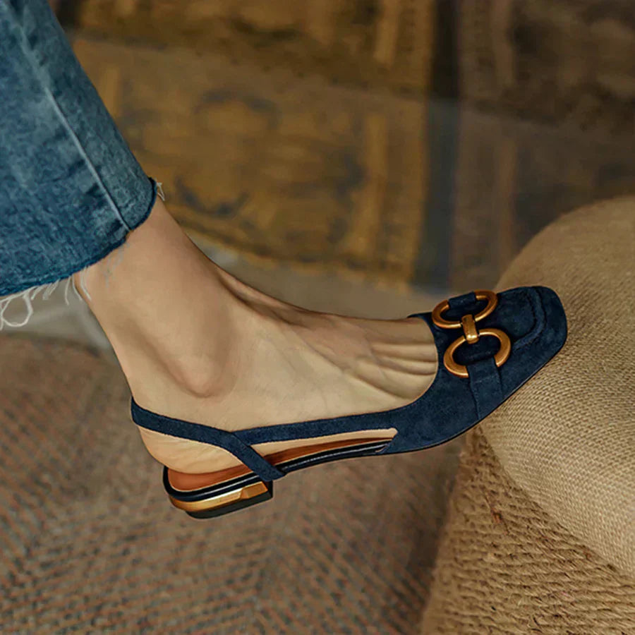 Yarvella | Damskie Czółenka Slingback na Niskim Obcasie Casual