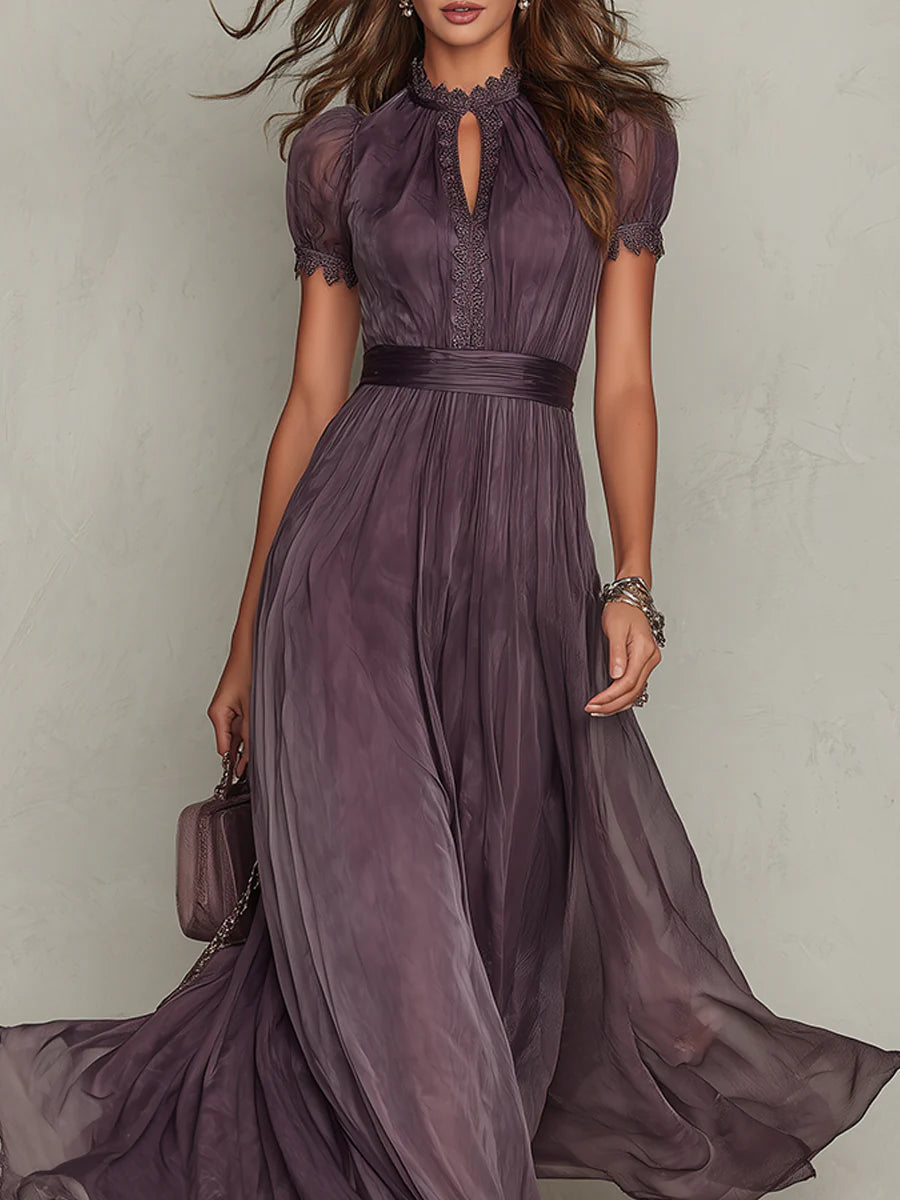 Avelyn | Long purple dress with a V-neck