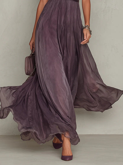 Avelyn | Long purple dress with a V-neck
