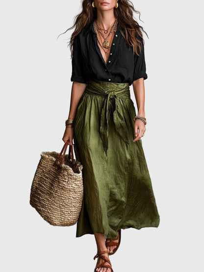 Odelia - Luxuriöses Boho-Set aus Top und Midirock