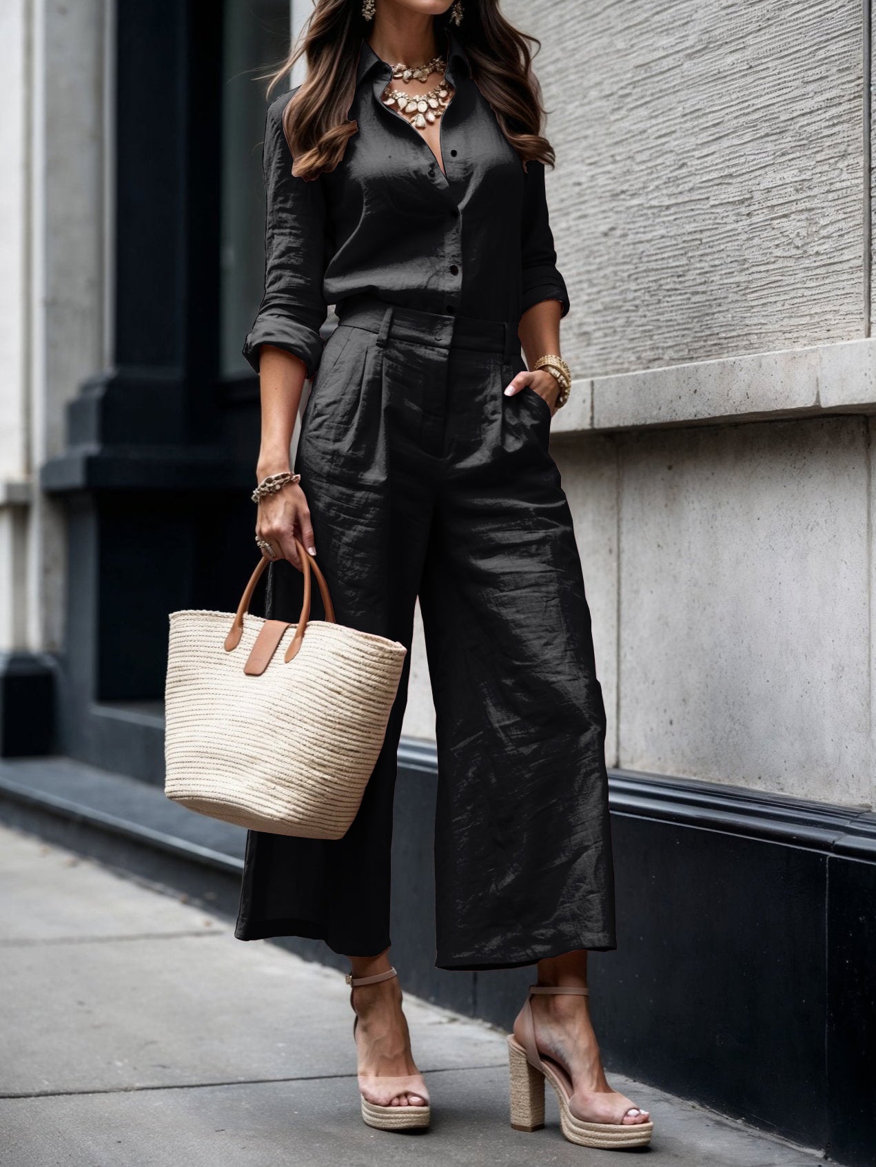 Capri Pants and Loose Shirt Set