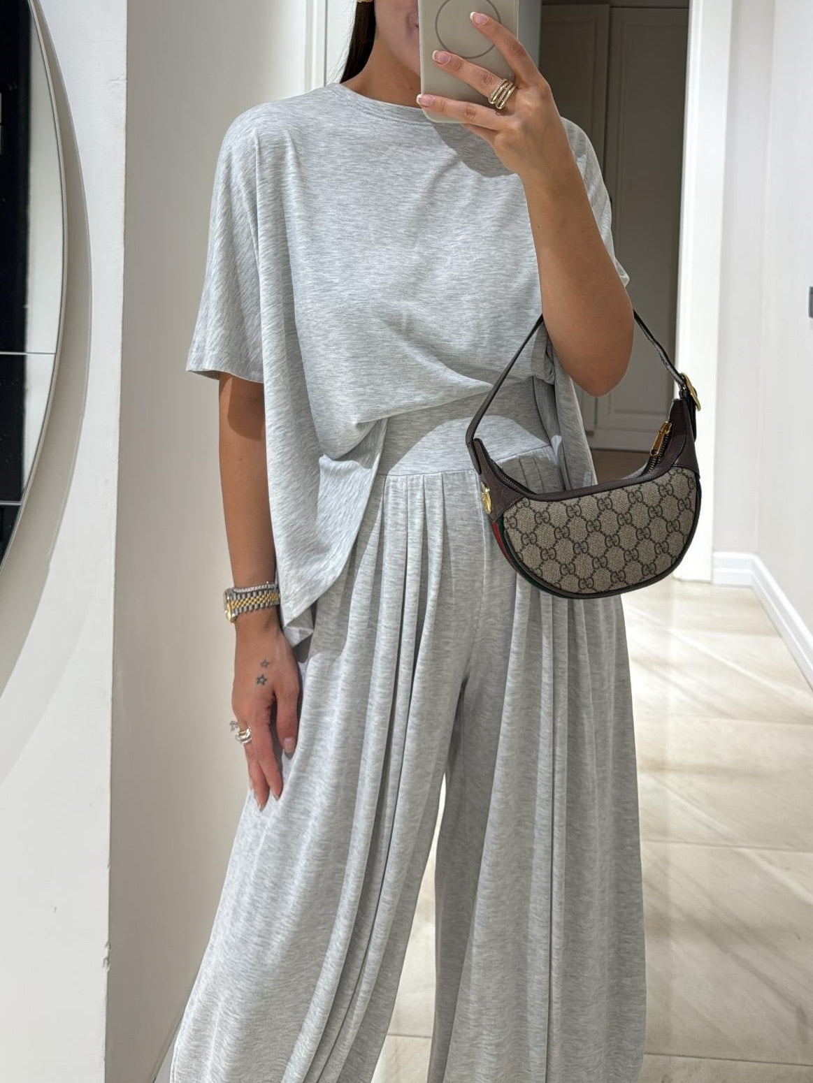 Casual Top & Wide-Leg Pants Set