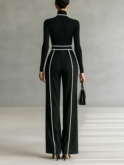 Emma | Completo elegante a due pezzi con collo alto e pantaloni larghi