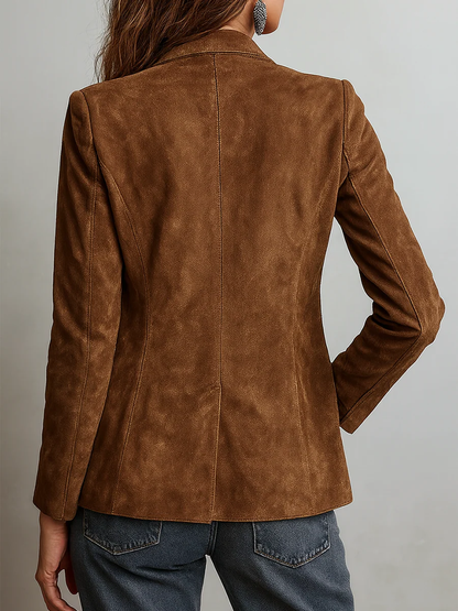 Viola – Jachetă vintage din suede cu cusături contrastante