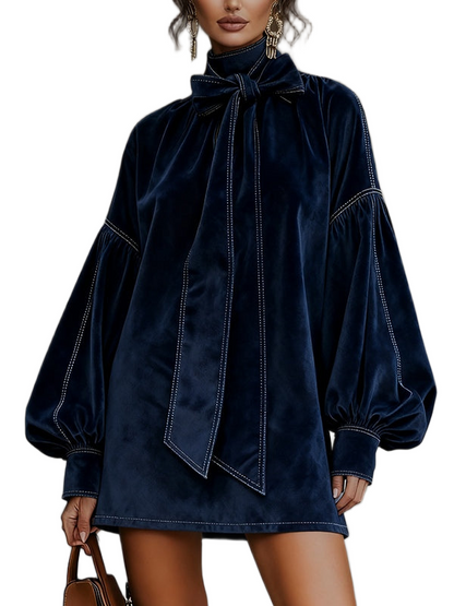 Therese | Mini-Kleid mit Samt und Schleife