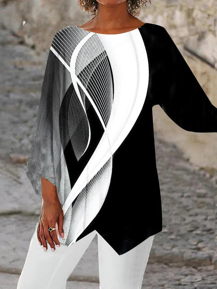 Women's Abstract Quarter-Sleeve Blouse