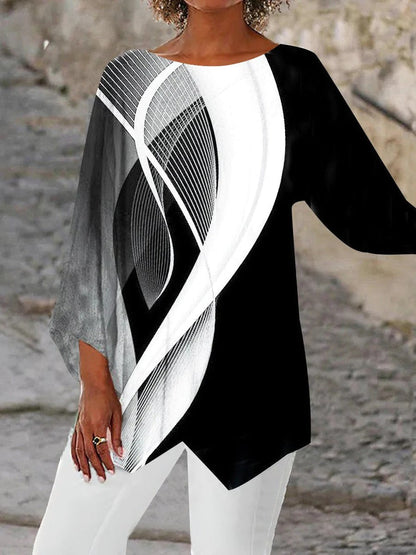 Women's Abstract Quarter-Sleeve Blouse