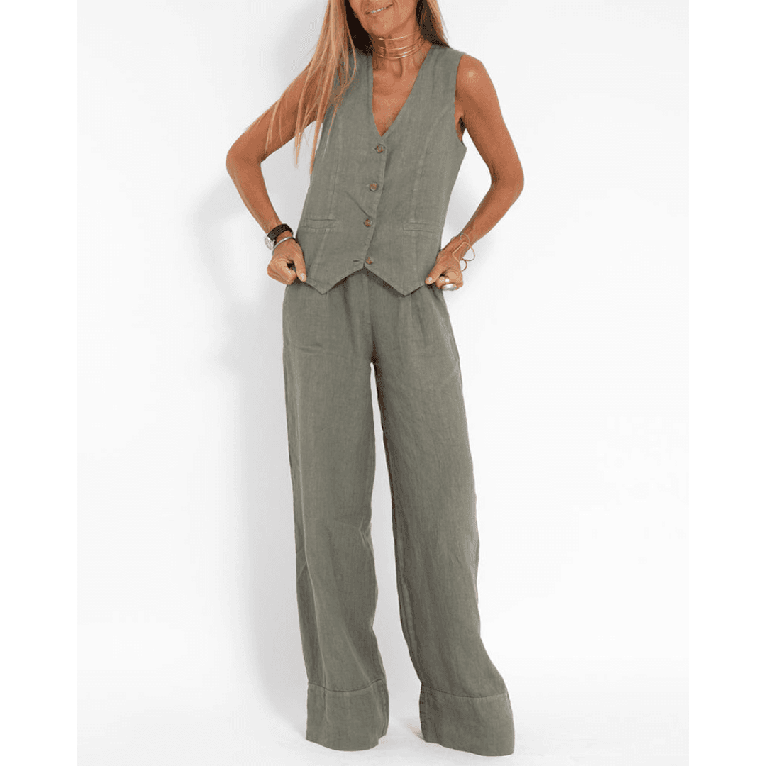 Relis | Chique linnen blazer en broek voor dames – Lichtgewicht zomerpak