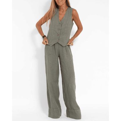 Relis | Chique linnen blazer en broek voor dames – Lichtgewicht zomerpak