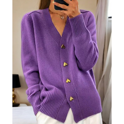 Adele™ | Blød cardigan med hjerteknapper