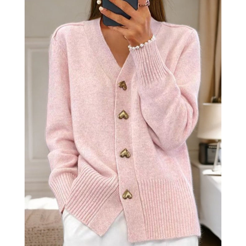 Adele™ | Blød cardigan med hjerteknapper