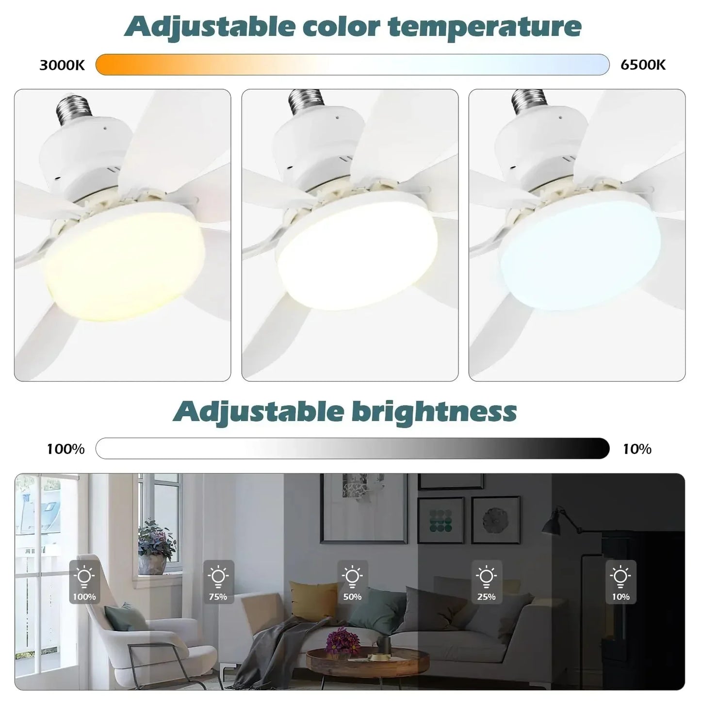 ZephyrAir™ Portable ceiling fan and light 2 in 1