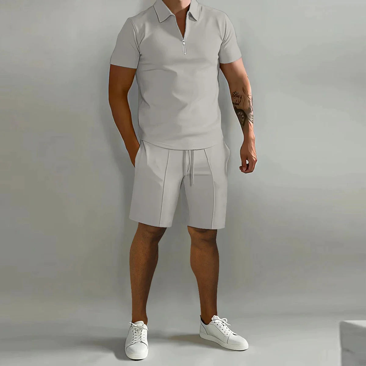 Men’s Polo and Short Set Stylish Summer Outfit Comfortable Casual Coordinated Ensemble