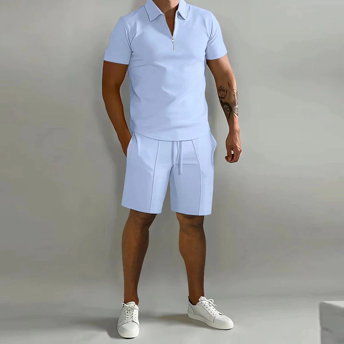 Men’s Polo and Short Set Stylish Summer Outfit Comfortable Casual Coordinated Ensemble