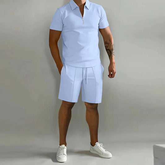 Men’s Polo and Short Set Stylish Summer Outfit Comfortable Casual Coordinated Ensemble