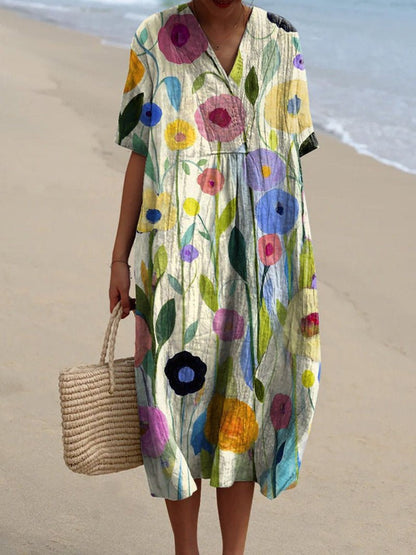 Zomerjurk – Bloemenprint – V-hals & Luchtige Stof 3