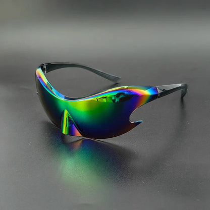 Zonnebril heren | Sport zonnebril met spiegelglas en wrap design