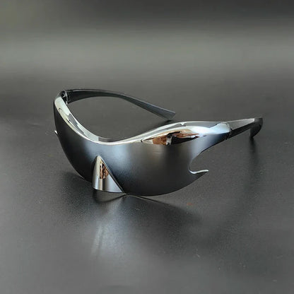 Zonnebril heren | Sport zonnebril met spiegelglas en wrap design