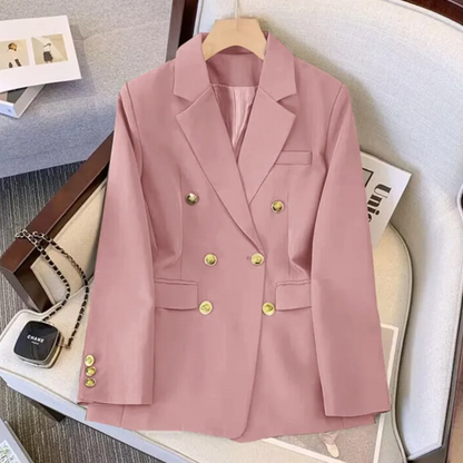 Elegant Blazer with Double-Breasted Design and Gold Buttons