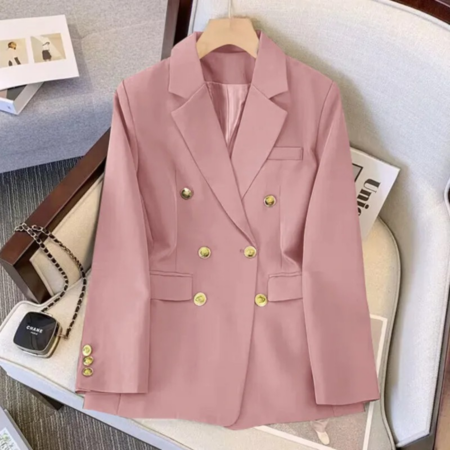 Aurevina – Double Breasted Blazer With Gold Buttons