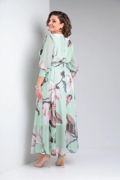 Melaza | Elegantes Maxikleid mit floralem Print und Taillengürtel
