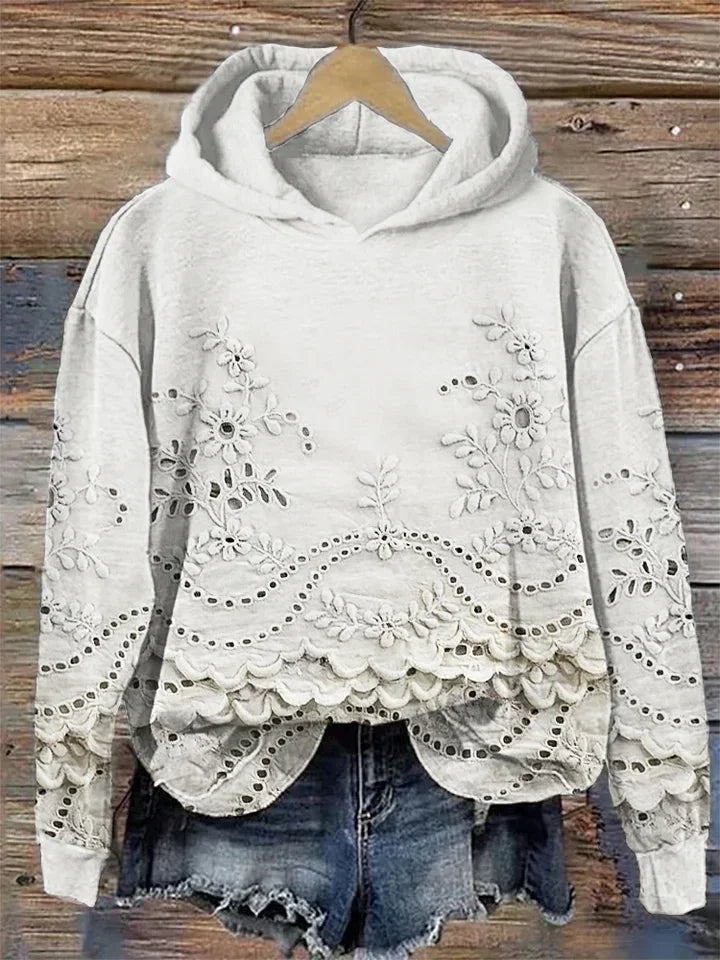 Leenja – Lässiger Kapuzenpullover Mit strukturiertem Blumenmuster