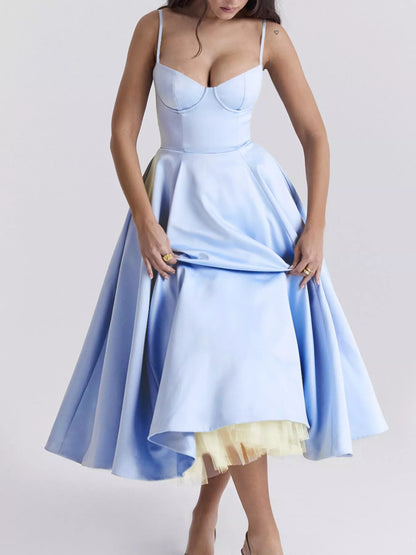 Sweetheart Neck A-Line Midi Dress
