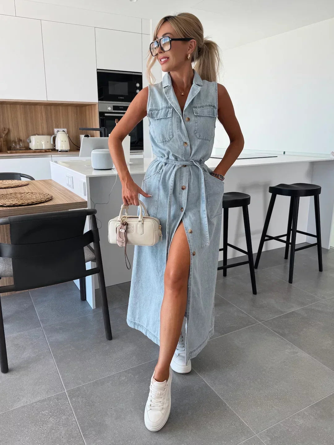 Maelle | Sleeveless Denim Dress
