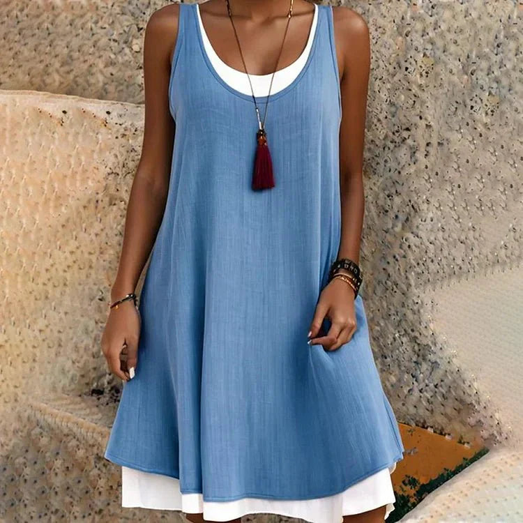 Women's Sleeveless Scoop Neck Layered Mini Dress