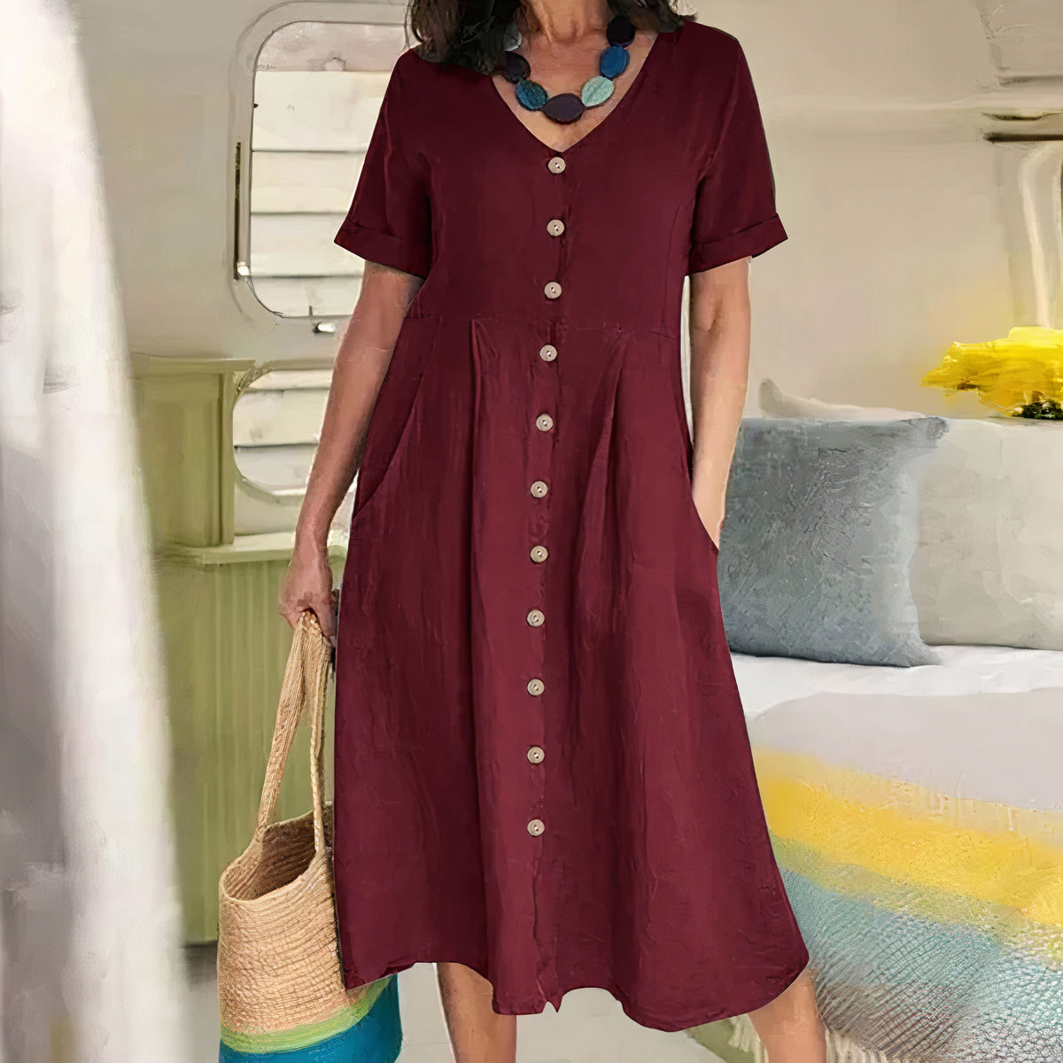 Sophie – Robe midi fluide coupe ample femme
