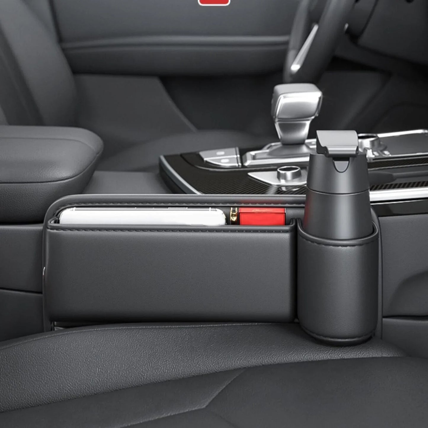Luxora Car Seat Organizer with Cup Holder - Multifunctional Front Seat Storage Solution