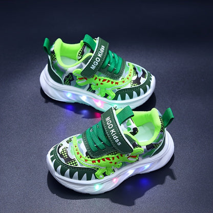 LED-sneakers til børn med dinosaur-design – sjovt og lyst til leg og eventyr