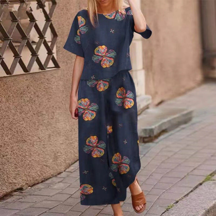 Diofa | Feminines Zweiteiler-Set mit Print und softem Fall