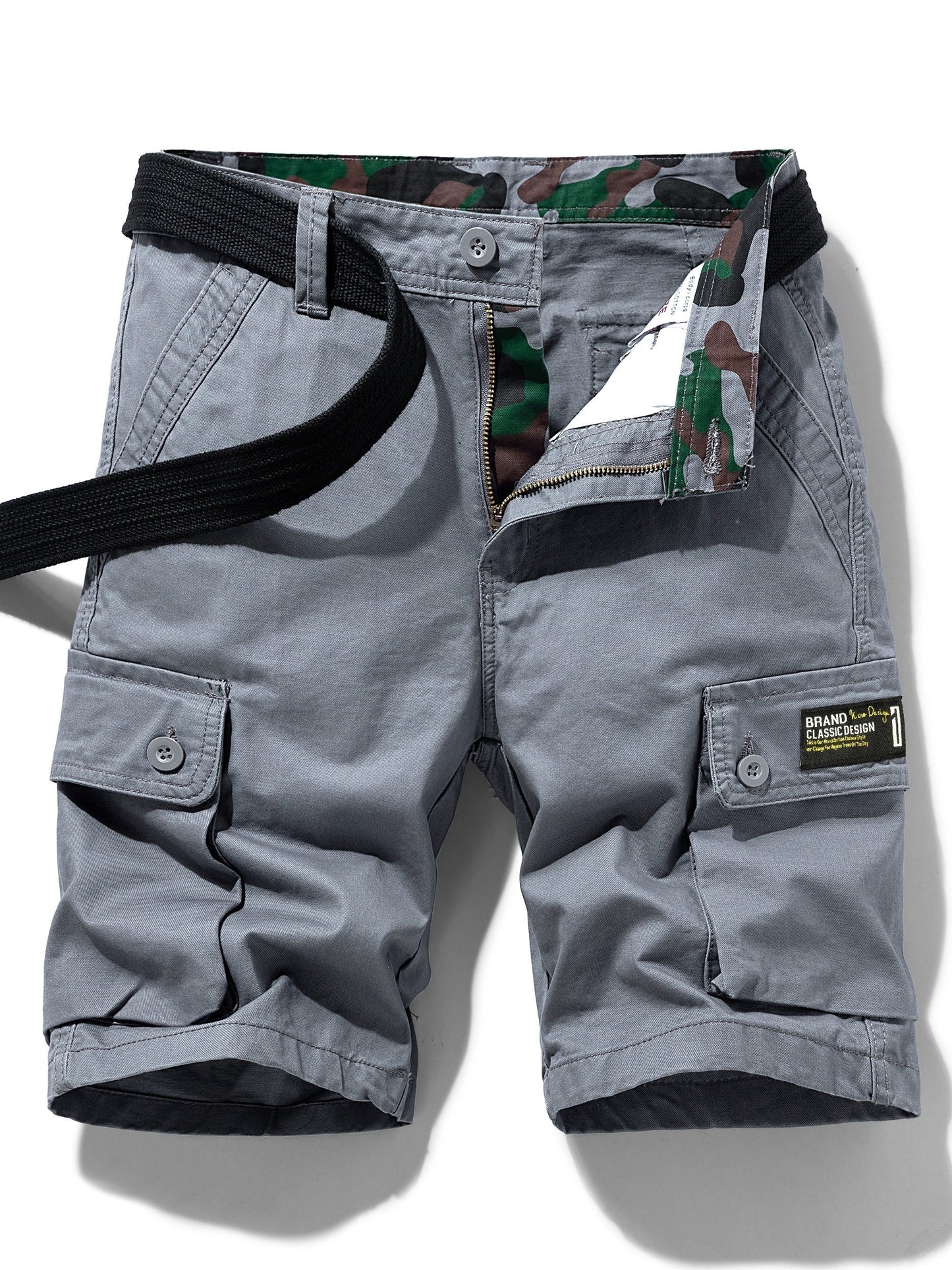Men's Casual Cargo Shorts with Belt and Pockets