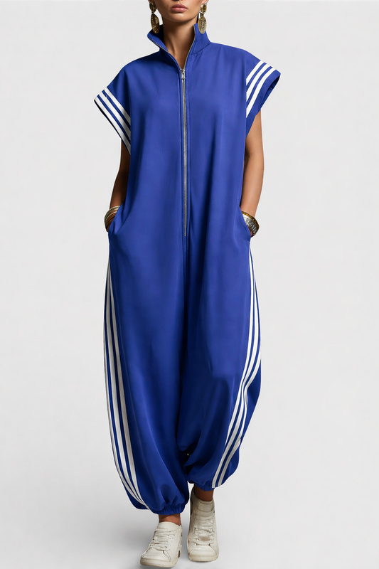 Cyrene - Soft-Touch Collared Zip Jumpsuit