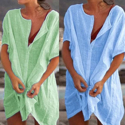 Anjini – Lockeres Strandkleid Mit kurzen Ärmeln