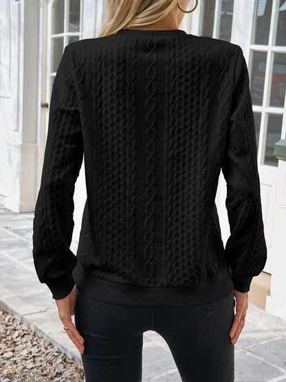 Zip-Up Cable Knit Sweater with Pockets — Practical