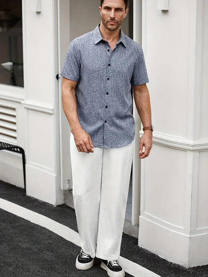 Dwight - Lightweight Linen Blend Short Sleeve Shirt