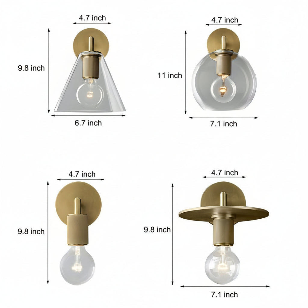 Freyza - LED Wall Sconce Light – Modern Postmodern Gold Glass Minimalist (25x12cm / 9.8x4.7in)