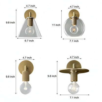 Freyza - LED Wall Sconce Light – Modern Postmodern Gold Glass Minimalist (25x12cm / 9.8x4.7in)