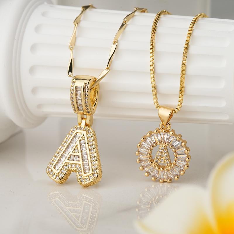 AISHA - Elegant 2-Pack Initial Pendant Necklaces